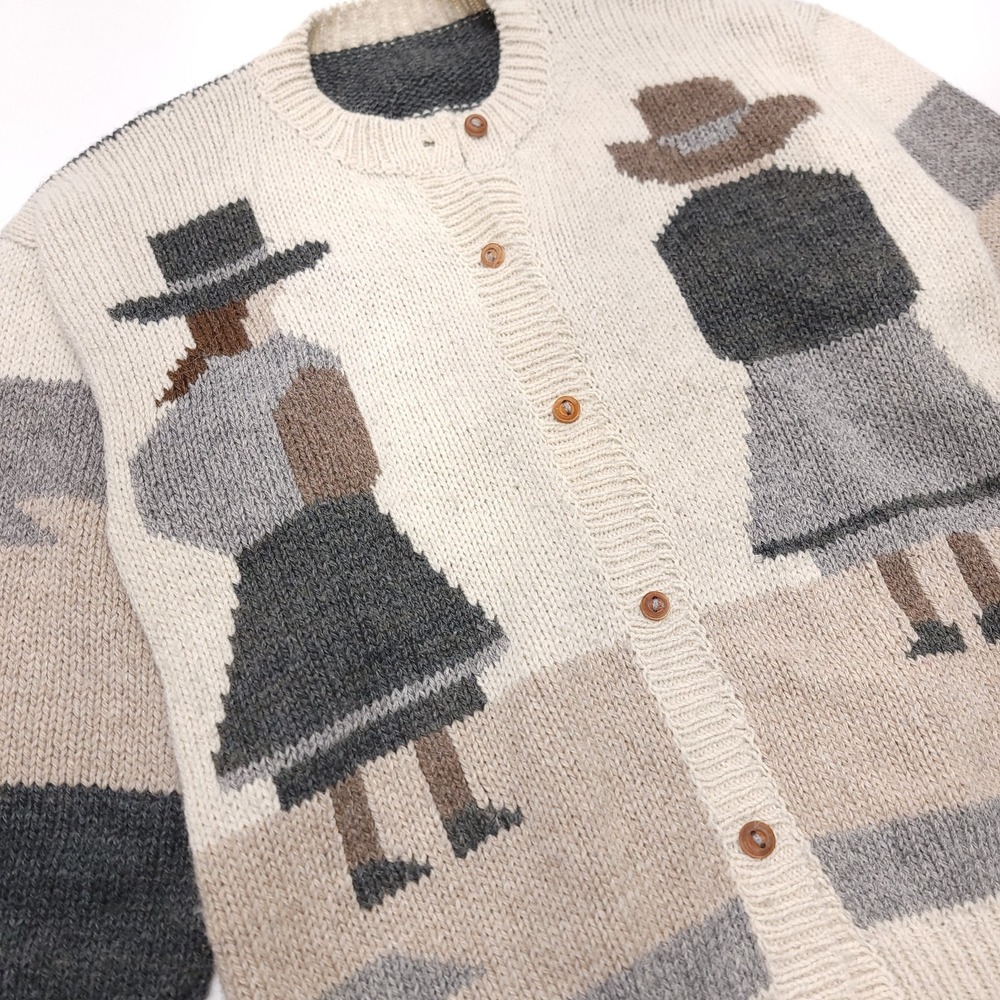 Vintage Alpaca Wool Cardigan Hand Made Knit Peru‎ Connection Womens - Picture 3 of 7